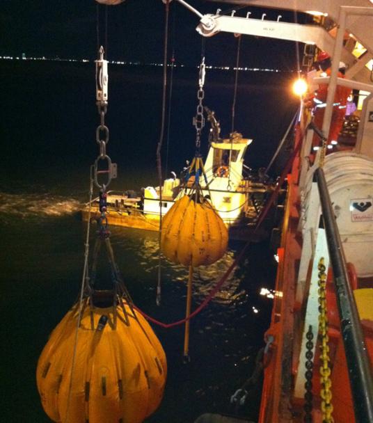 Proof Load Testing Lifeboat Davits to 10 Tons Following Installation of New Winch Wire.