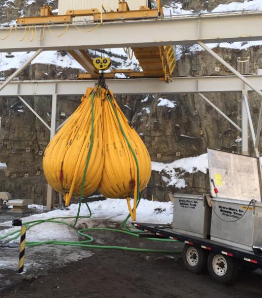 Proof load testing new 40 ton winch installed on crane at hydro-electric power station.