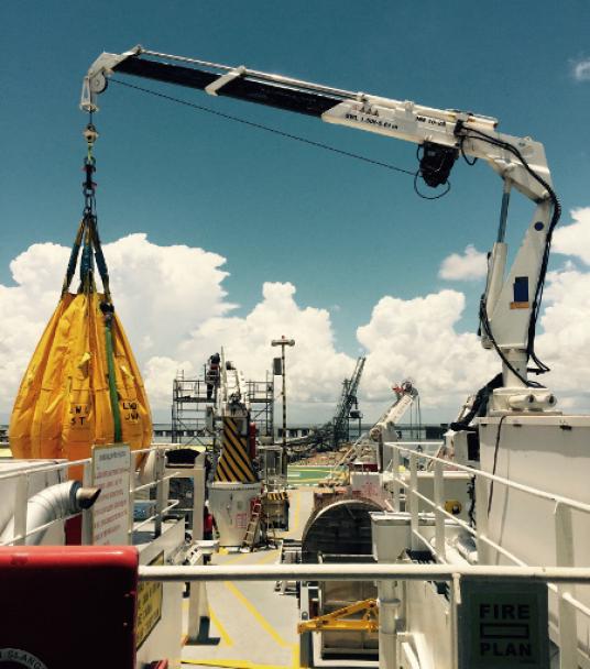 Proof load testing vessel provisions crane as part of 5-year recertification.